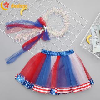 Girl Kid Baby Party Dance Ballet 4th of July Star Tutu Skirt Headband Outfit Set