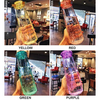 Portable Diamond Crystal Glass Bottle Water Bottle Tumbler Outdoor Travel 560ml (9)