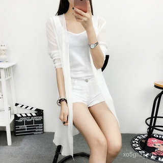 Spring and Summer New Mid-Length Chiffon Shirt Sun Protection Clothing Women's Cardigan plus Size Sh