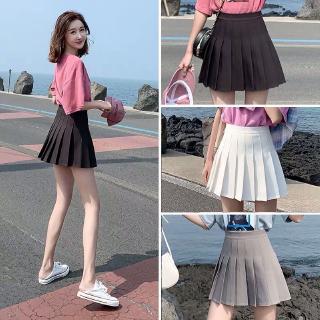 【Ready Stock】2020 new high waist pleated skirt short skirt female spring and summer white skirt anti-glare colle