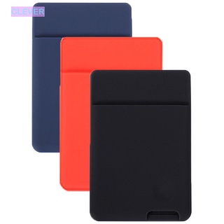 CLEVER 3Pcs Universal Phone Wallet Case Bags Purse Cellphone Pocket ID Credit Card Holder Elastic Self-Adhesive Silicone Stick On Sticker Card Sleeves