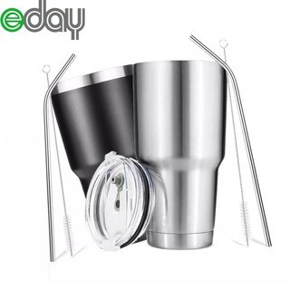 Eday 900ml (30oz) Tumbler with Lid, Stainless Steel Vacuum Insulated Double Wall（free straw and a brush）