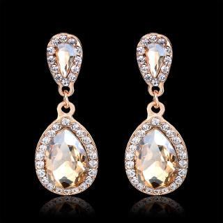 Deartiara Champagne Crystal Drop Earrings Women Fashion Jewelry