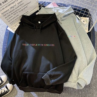 Autumn/winter new candy color sweatshirt, colorful TREAT PEOPLE WITH KINDNESS print hooded sweatshirt