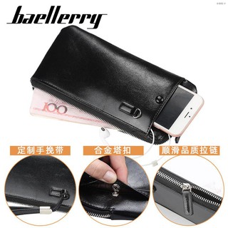 ☫❅Baellerry Original Long Wallets for Men Zipper Mobile Phone Bag Korean Ultra-thin Youth Wallet Men