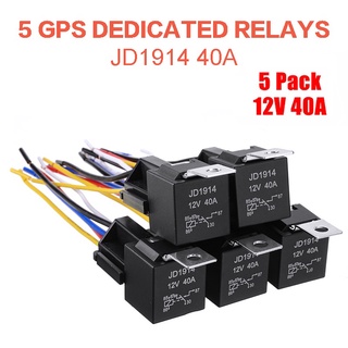 5 Pack 12V 40 Amp 5-Pin SPDT Automotive Relay with Wires & Harness Socket Set ☆JfSmartJoy