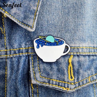SF ✥Creative Space Coffee Cup Enamel Brooch Pin Bag Cap Jacket Badge Jewelry