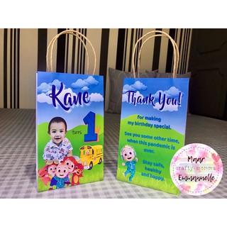 Cocomelon Theme Loot Bags (Costumized/Personalized Birthday Paper Loot bags)