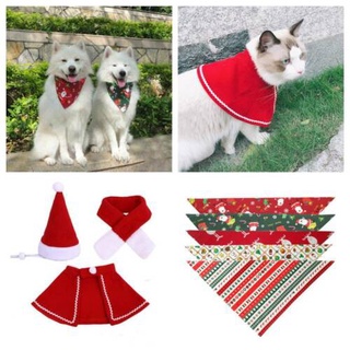 ∈❇Christmas Pet Cloak Hat Scarf Suit Cat Christmas Cloak Puppy Bib Pet Festival Costume Clothes (3)