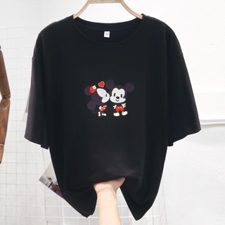 Fashion Minie Mickey Mouse Black white T-shirt