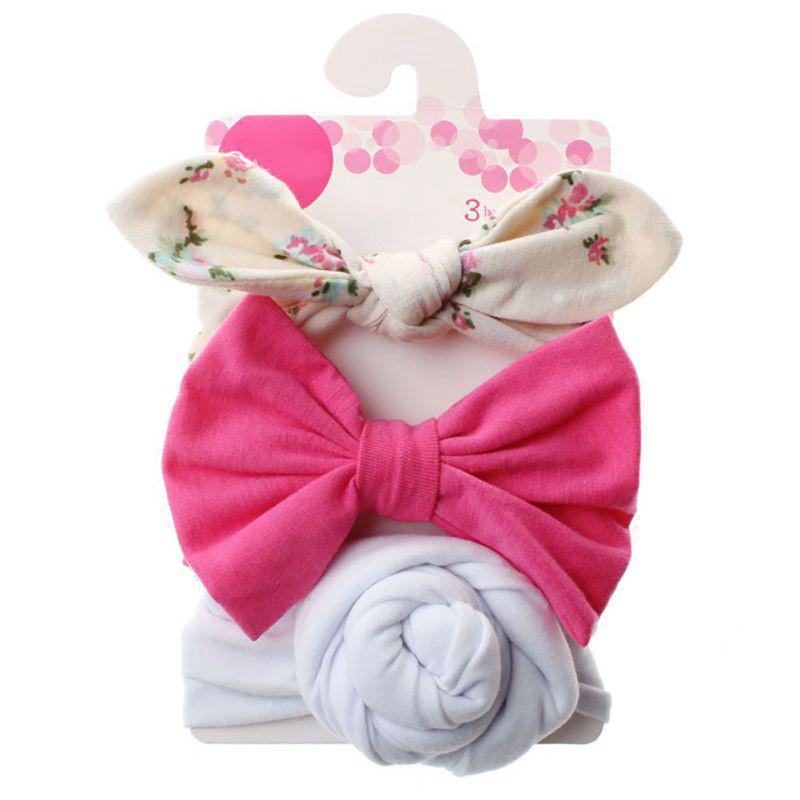 3Pcs/set Knot Rabbit Girls Floral Bow Hairband Accessories (7)
