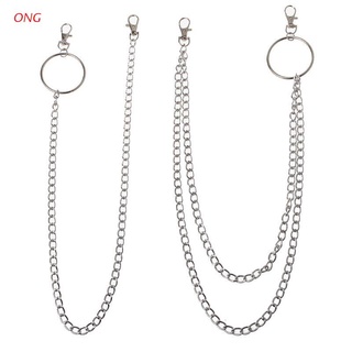 ONG 2Pcs Cool Punk Rock Wallet Belt Chain Pants Chain Secure Travel Wallet Chain Heavy Duty Jeans Link Coil Leash Jewelry