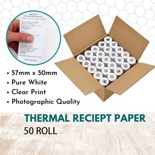【Ready Stock】❃57x50 50 rolls sales invoice delivery thermal pos carbonless carbon copies receipt pa
