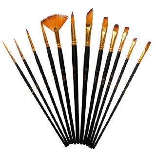 12pcs/set Fine Art Brush Nylon Hair Watercolor Gouache Brush