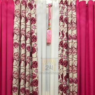 Printed Pink Ring Curtains - Sold Per pc