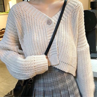 Autumn Loose Lazy Style Knitted Button Plain Cardigan