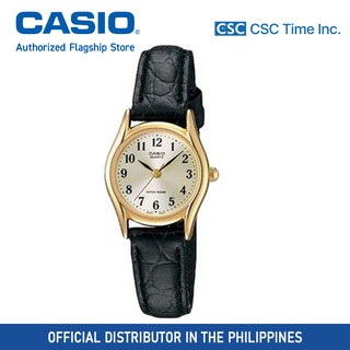 Casio (LTP-1094Q-7B2RDF) Black Leather Strap Quartz Watch for Women