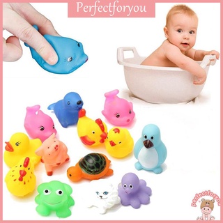 13Pcs Cute Soft Rubber Float Sqeeze Sound Baby Wash Bath Play Animals Toys