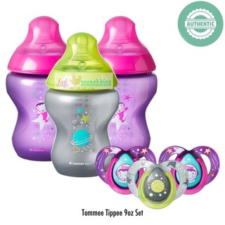 Tommee Tippee Closer to Nature Boldly Go Gift Set, Girl, 6-Pack 9-Ounce & 6-18 month Pacifier