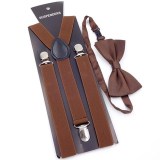 Clip-on Suspenders Elastic Adjustable Braces With Tie (8)