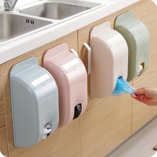 BK✿Candy Color Plastic Self-Adhesive Wall-mounted Garbage Bag Storage Box Container (1)