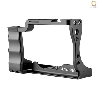 Andoer Camera Cage Aluminum Alloy with Cold Shoe Mount Compatible with Canon EOS M50/ M50 II DSLR Camera