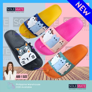 【SOLEMATE 36-40】CUTE CAT SUMMER HOME SLIPPERS SLIDES