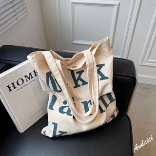 Korean Style Ins Large Capacity Letter Canvas Tote Bags Woman Simple Shoulder Bag Shopping Bag