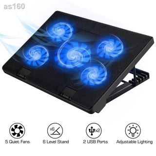 ₪✙✚S500 Laptop Cooling Pad 12"-17" Cooler Pad Chill Mat 5 Quiet Fans LED Lights and 2 USB 2.0 Ports (1)