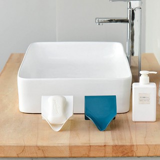 Wall Hanging Plastic Soap Box Dish/Self Adhesive Bathroom Shower Sponge Soap Hygienic Holder Tray/Kitchen Sponge Drain Racks Shelf (7)
