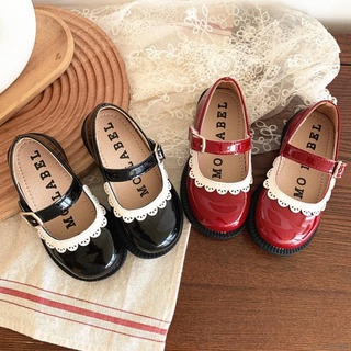 Children's girls retro small leather shoes British style sweet Mary Jane princess shoes pumps lace-up flat shoes