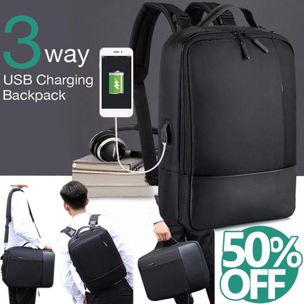 Single Shoulder Anti-theft USB Charging Zipper Work Large Capacity Travel Waterproof Laptop Backpack (1)