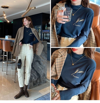 Double-sided fleece lined sanded thickened base shirt women's autumn and winter new thermal clothes