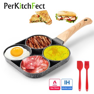 4 Hole Frying Pan Non-stick Home Cooking Pot Omelet Pan Cooking Egg Ham Pans For Gas Stove Induction
