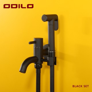 ODILO Bidet Toilet Sprayer Set 3 in 1 brass Black Shattaf Toilet Handheld Bidet Cleaning Sprayer Dou