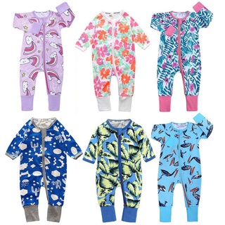 2021 Cute Baby Boys Girls Cotton Double Zippers Romper Long Sleeve Newborn Infant Toddler Sleepsuit