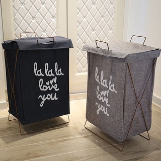 Dirty clothes storage cotton and linen dirty clothes storage baskets can be folded bracket waterproo