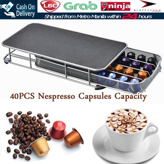 [ ]Coffee Machine Base 4 Rows Organizer Coffee Pod Holder Drawer Home Base Storage For 40pcs Capsul (1)