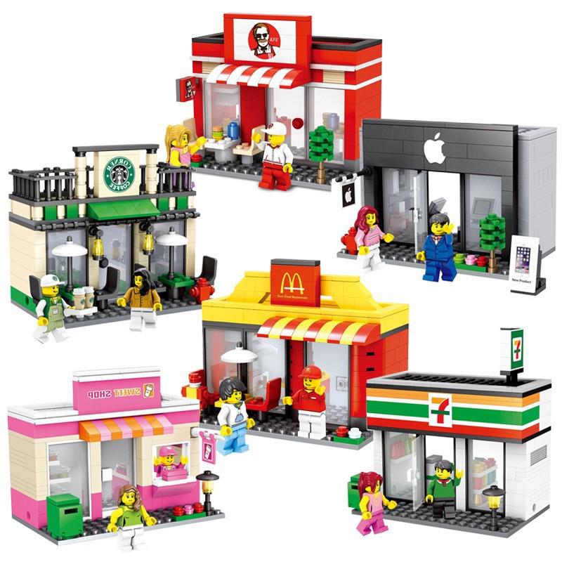 LEGO Mini Street with people Building Block Lego Style KFC McDonald (1)