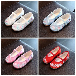 Toddler Baby Girls Ballet Flats Chinese Traditional Embroidered Shoes for Cheongsam