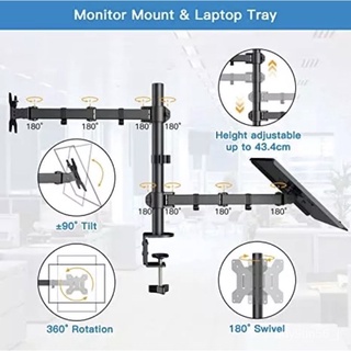 DUAL MONITOR LAPTOP MOUNT / Stand C-Clamp Grommet options Desk Monitor Bracket 13"-32" (4)