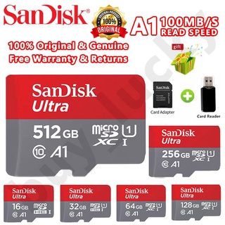 【Fast Delivery】sandisk memory cardSandisk 100MB/S ULTRA A1 Class 10 Micro SD Memory Card 16G/32G/64G