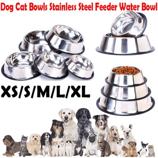 Dog Cat Bowls Stainless Steel Feeder Water Bowl For Pet Dog Cats Puppy Outdoor Food Dish Size S M L