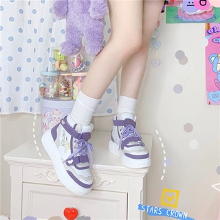 Fall 2020 new Japanese Lolita high soled love board shoes rainbow casual board shoes sports shoes women (1)
