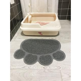 Large and small paw print cat litter mat pvc ring wire anti-skid cat litter rubbing mat pet placemat eating mat dusting mat (1)