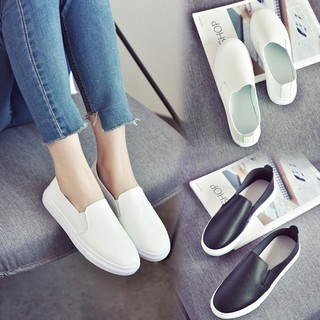 women's flat korean white slip on loafers ladies lazy shoes