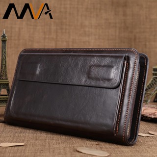 MVA Clutch Male Genuine Leather Wallets with Coin Pocket Man Clutch Bag Leather Wallet Men Long Phon