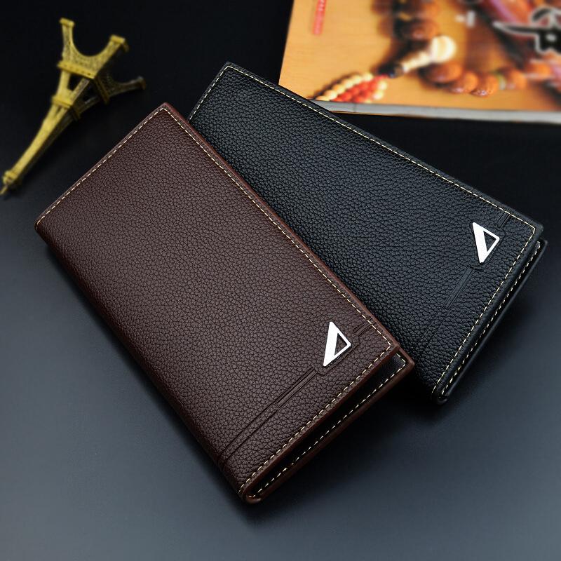 Men's long multi-card position thin section fashion 3 fold soft large capacity wallet