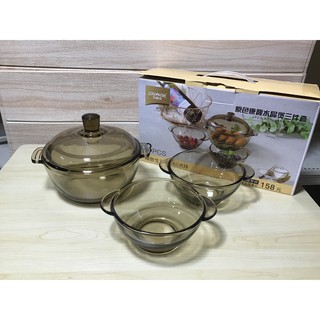 Lovwish set of 3pcs glassware bowl and pot set