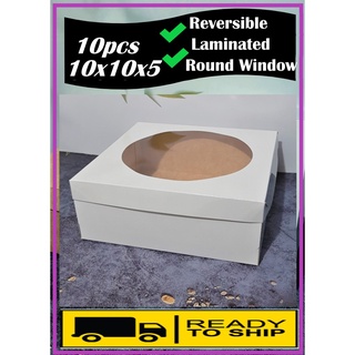 gift box○❁10pcs 10x10x5 Round Window Cake Box| Reversible | High Qu